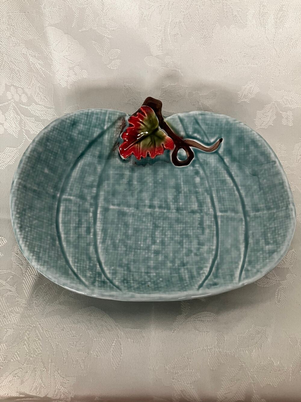 Designer’s Choice Coventry Pumpkin Plate Blue Stoneware Fall Thanksgiving Decor